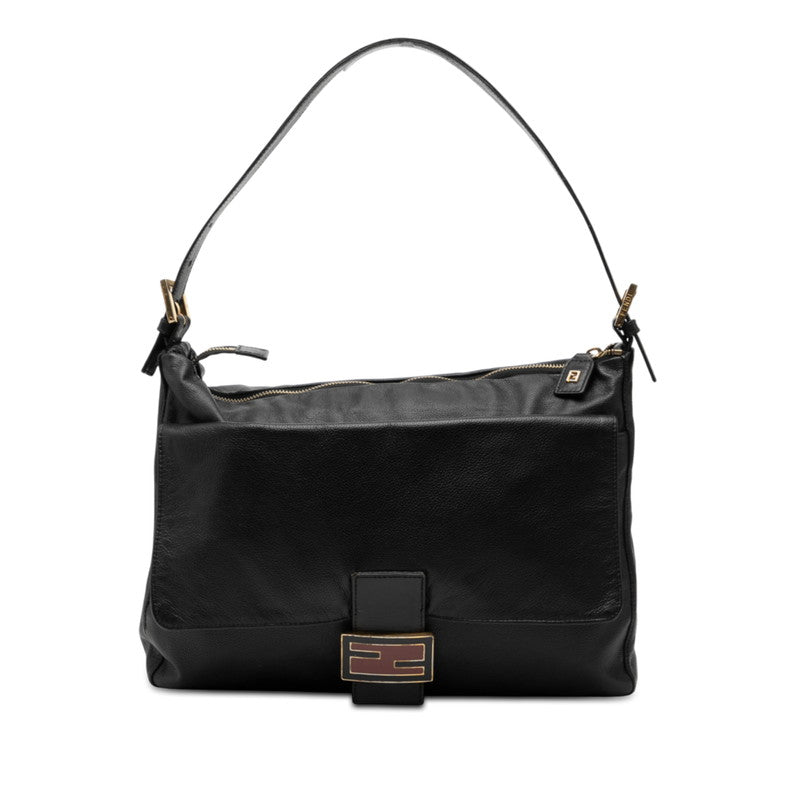 フェンディ ロゴ ショルダーバッグ ブラック レザー レディース FENDI 【中古】
