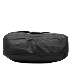 フェンディ ロゴ ショルダーバッグ ブラック レザー レディース FENDI 【中古】
