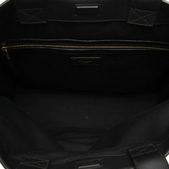 サンローラン ロゴ サック ショッピング トートバッグ 619757 ナチュラル ブラック キャンバス レザー レディース SAINT LAURENT 【中古】