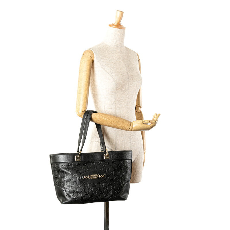 グッチ グッチシマ ホースビット ハンドバッグ トートバッグ 145993 ブラック レザー レディース GUCCI 【中古】