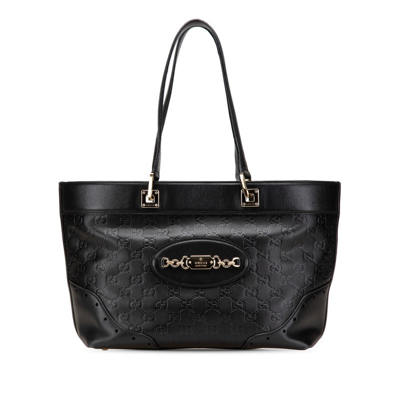 グッチ グッチシマ ホースビット ハンドバッグ トートバッグ 145993 ブラック レザー レディース GUCCI 【中古】
