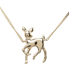 シャネル ココマーク バンビ 鹿 モチーフ ネックレス ゴールド メッキ ラインストーン レディース CHANEL 中古
