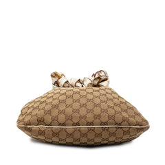 グッチ GGキャンバス スカーフ ワンショルダーバッグ 155563 ベージュ ホワイト キャンバス レザー レディース GUCCI 【中古】