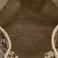 グッチ GGキャンバス スカーフ ワンショルダーバッグ 155563 ベージュ ホワイト キャンバス レザー レディース GUCCI 【中古】