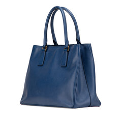 プラダ 三角ロゴプレート ハンドバッグ ショルダーバッグ 2WAY BN1874 ブルー サフィアーノ レザー レディース PRADA 【中古】