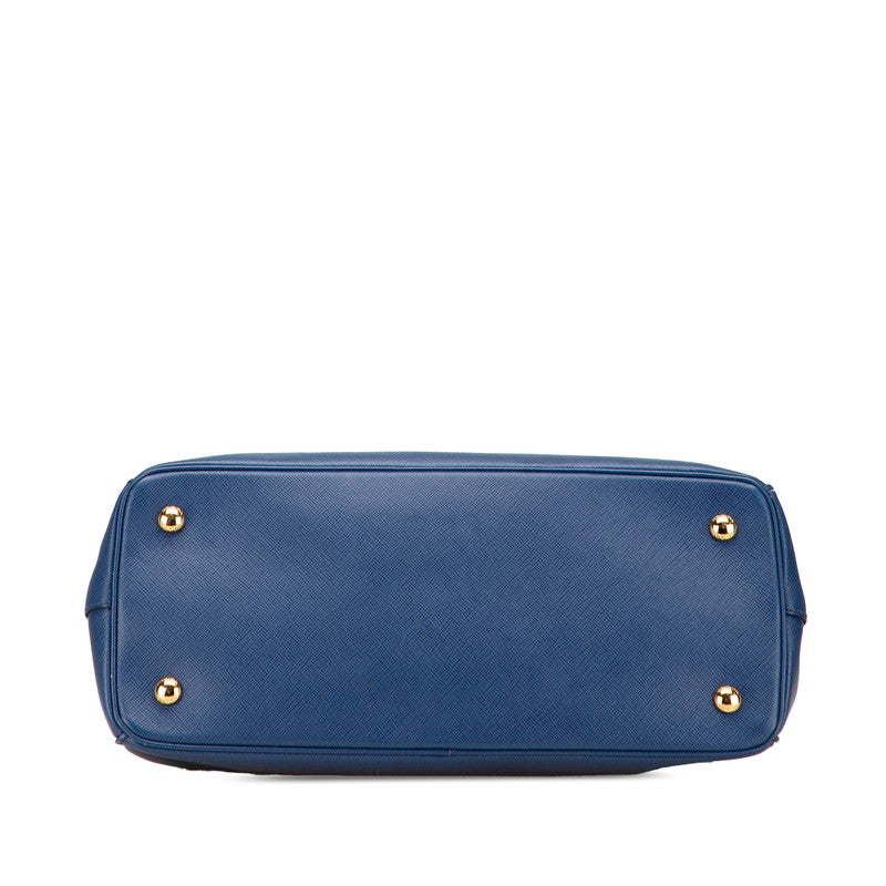 プラダ 三角ロゴプレート ハンドバッグ ショルダーバッグ 2WAY BN1874 ブルー サフィアーノ レザー レディース PRADA 【中古】