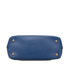 プラダ 三角ロゴプレート ハンドバッグ ショルダーバッグ 2WAY BN1874 ブルー サフィアーノ レザー レディース PRADA 【中古】