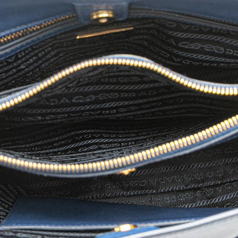 プラダ 三角ロゴプレート ハンドバッグ ショルダーバッグ 2WAY BN1874 ブルー サフィアーノ レザー レディース PRADA 【中古】