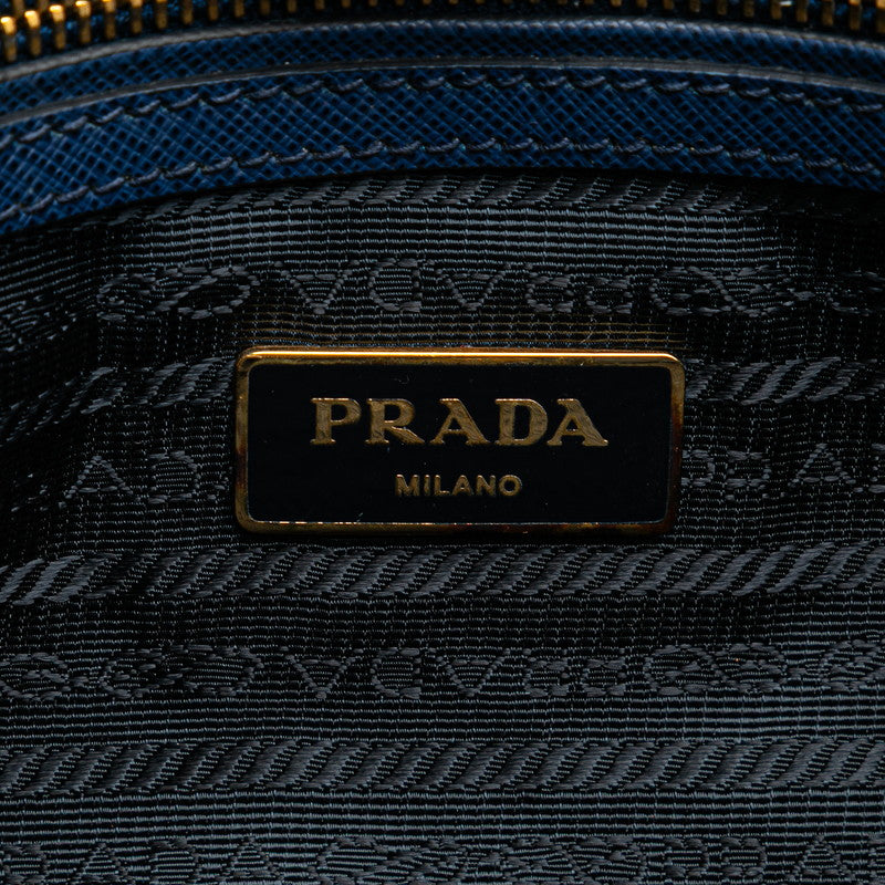プラダ 三角ロゴプレート ハンドバッグ ショルダーバッグ 2WAY BN1874 ブルー サフィアーノ レザー レディース PRADA 【中古】