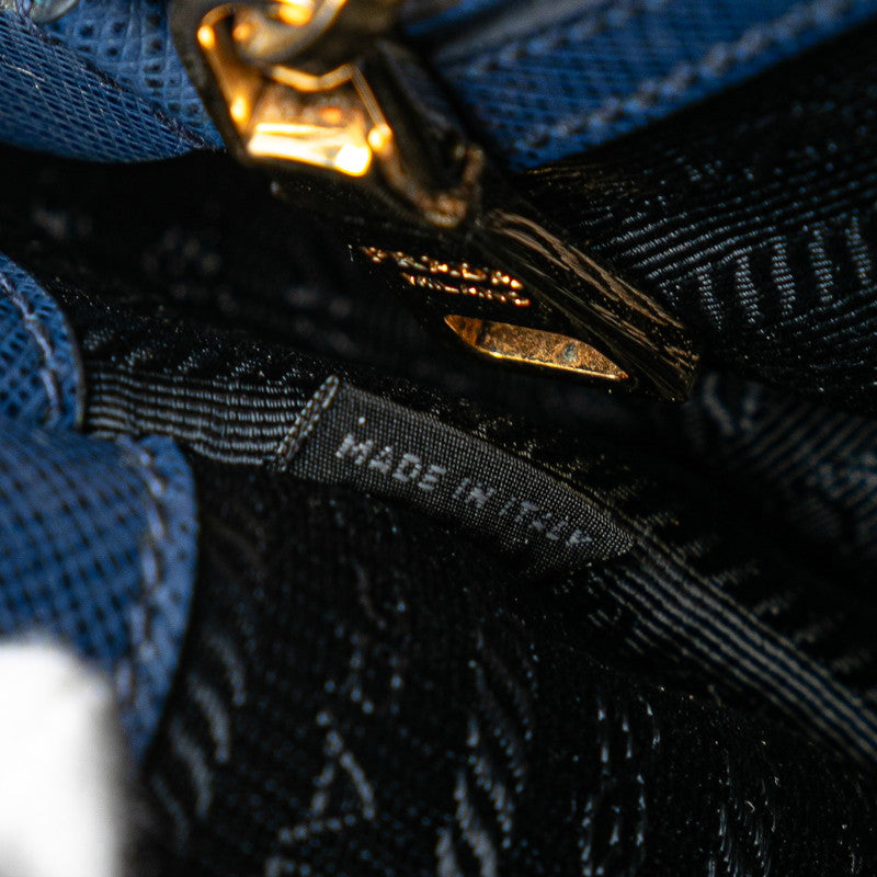 プラダ 三角ロゴプレート ハンドバッグ ショルダーバッグ 2WAY BN1874 ブルー サフィアーノ レザー レディース PRADA 【中古】