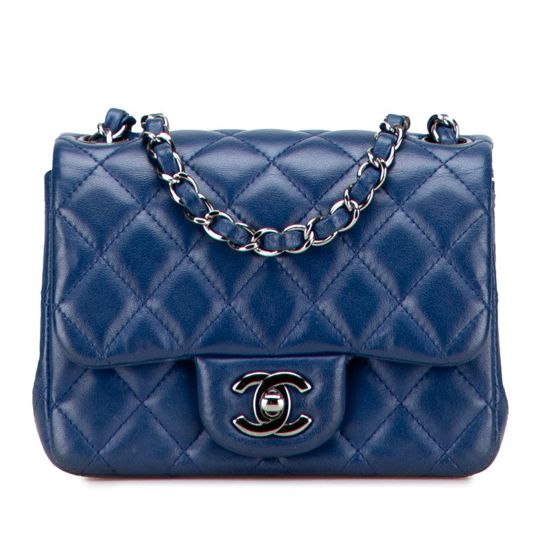 シャネル ミニマトラッセ ココマーク チェーン ショルダーバッグ ブルー ラムスキン レディース CHANEL 【中古】