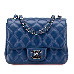 シャネル ミニマトラッセ ココマーク チェーン ショルダーバッグ ブルー ラムスキン レディース CHANEL 【中古】