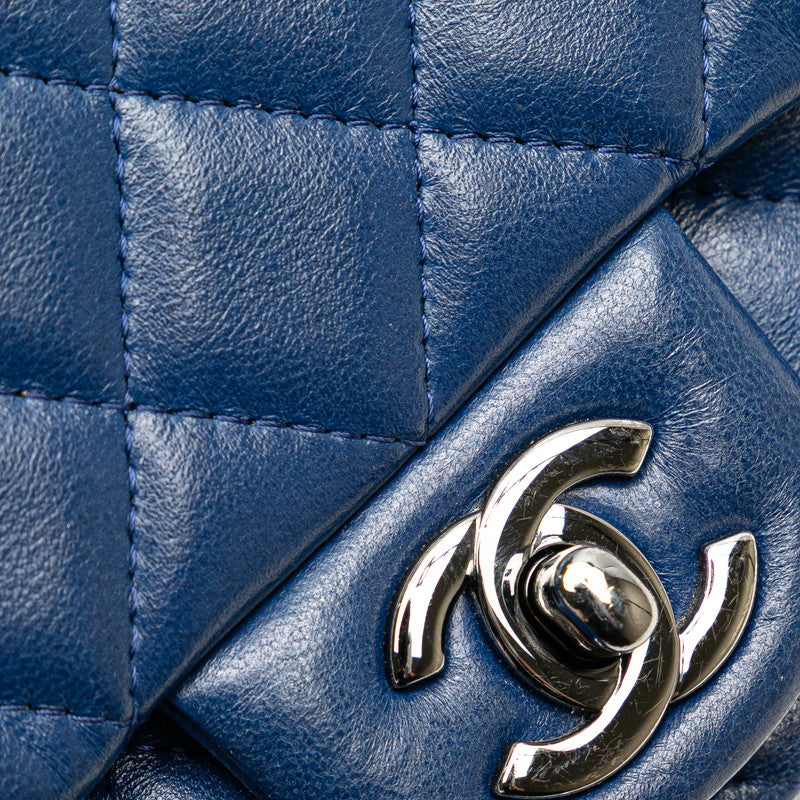 シャネル ミニマトラッセ ココマーク チェーン ショルダーバッグ ブルー ラムスキン レディース CHANEL 【中古】