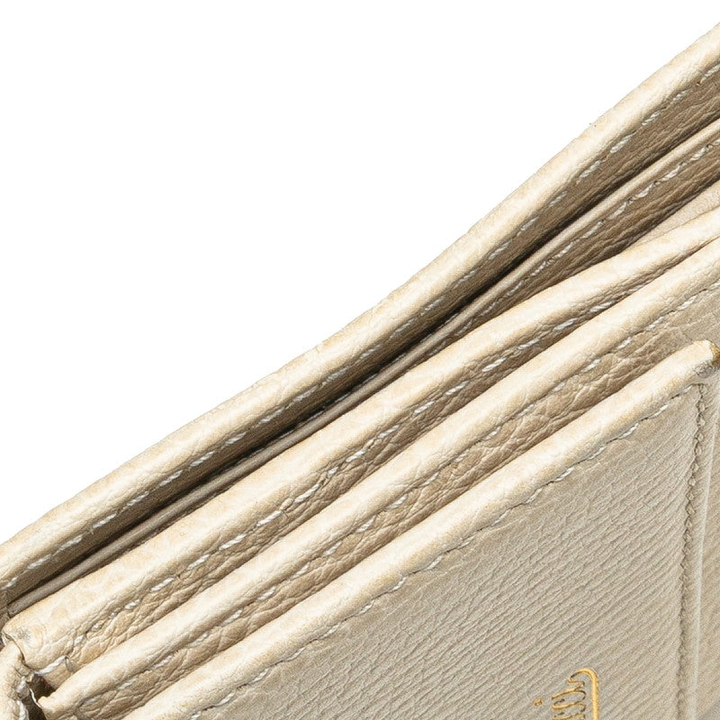 グッチ ダブルホック 二つ折り財布 368233 ホワイト レザー レディース GUCCI 【中古】