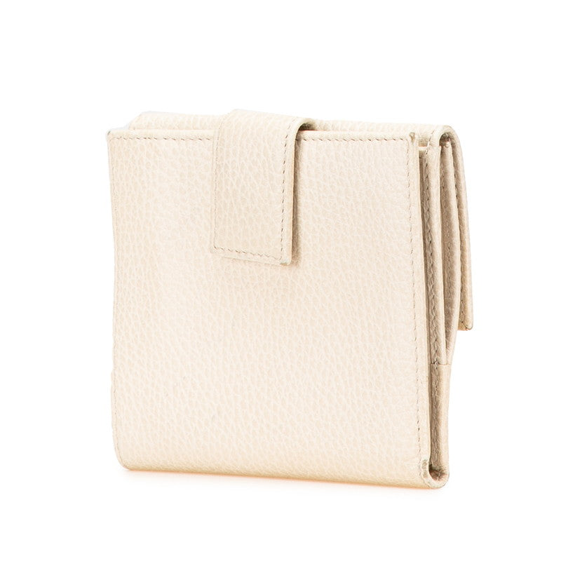 グッチ ダブルホック 二つ折り財布 368233 ホワイト レザー レディース GUCCI 【中古】