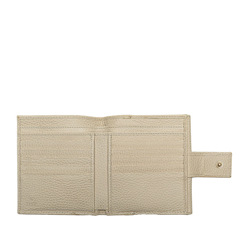グッチ ダブルホック 二つ折り財布 368233 ホワイト レザー レディース GUCCI 【中古】