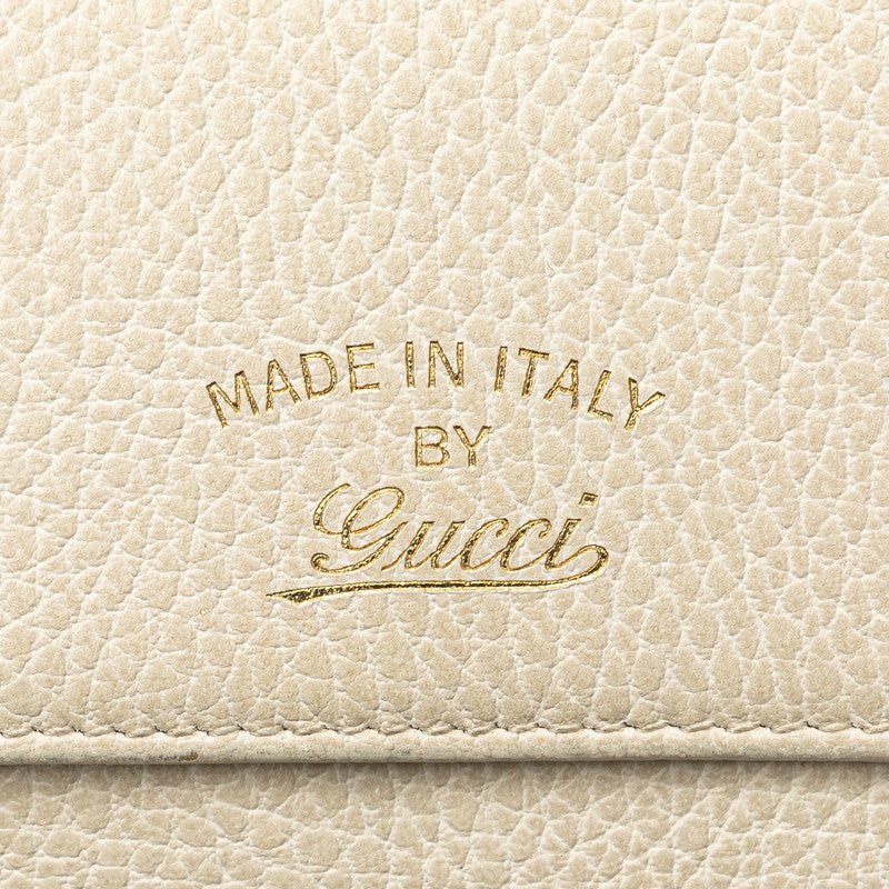グッチ ダブルホック 二つ折り財布 368233 ホワイト レザー レディース GUCCI 【中古】