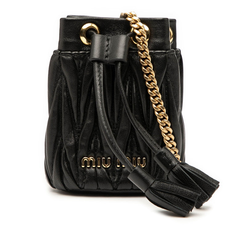 ミュウミュウ マテラッセ ミニ チェーン ショルダーバッグ ブラック レザー レディース MIUMIU 【中古】