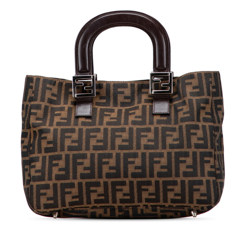 フェンディ ズッカ ハンドバッグ ブラウン キャンバス レザー レディース FENDI 【中古】
