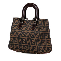 フェンディ ズッカ ハンドバッグ ブラウン キャンバス レザー レディース FENDI 【中古】