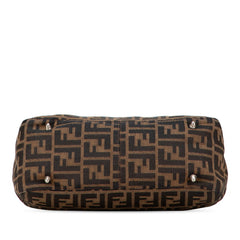 フェンディ ズッカ ハンドバッグ ブラウン キャンバス レザー レディース FENDI 【中古】