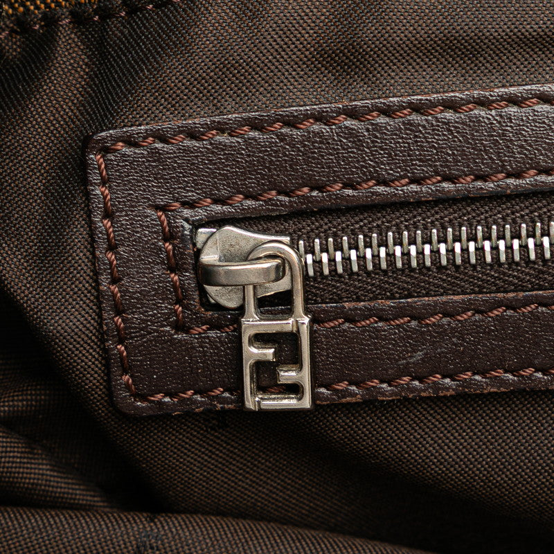 フェンディ ズッカ ハンドバッグ ブラウン キャンバス レザー レディース FENDI 【中古】