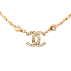 シャネル ココマーク ラインストーン ネックレス ゴールド メッキ レディース CHANEL 【中古】