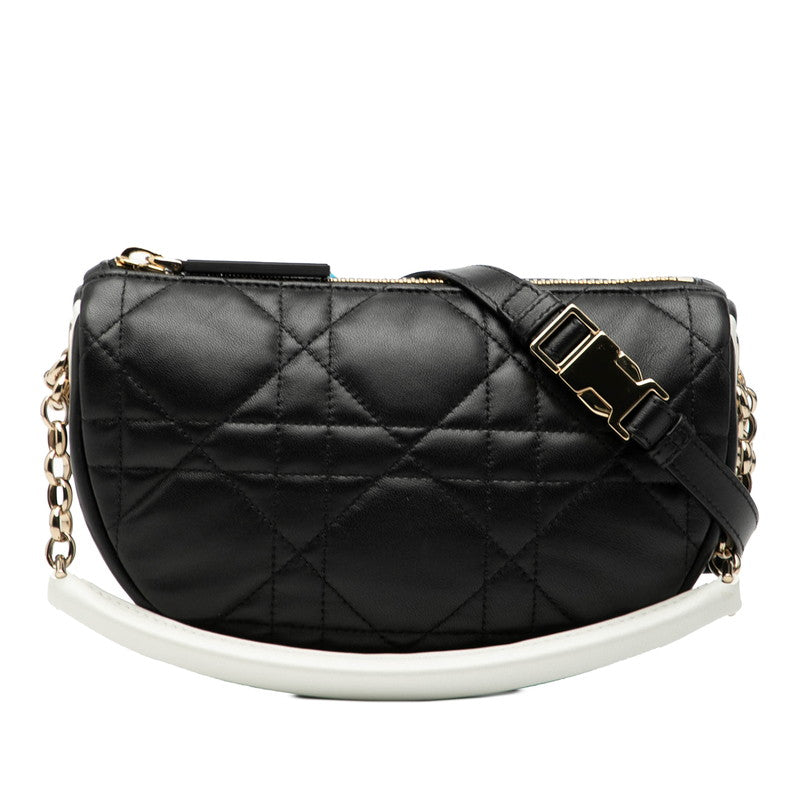ディオール カナージュ ヴァイブ ホーボー ハンドバッグ ショルダーバッグ 2WAY ブラック ホワイト レザー レディース Dior 中古