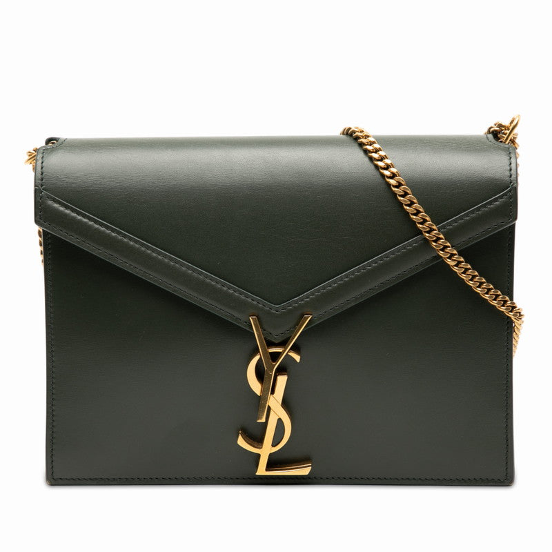 サンローラン カサンドラ チェーン ショルダーバッグ 532750 グリーン レザー レディース SAINT LAURENT 【中古】
