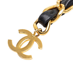 シャネル ココマーク チェーンベルト ゴールド ブラック メッキ レザー レディース CHANEL 【中古】