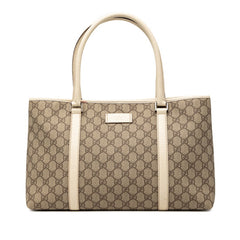 グッチ GGスプリーム トートバッグ ショルダーバッグ 114595 ベージュ ホワイト PVC レザー レディース GUCCI 【中古】