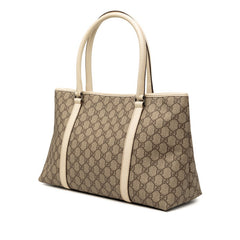 グッチ GGスプリーム トートバッグ ショルダーバッグ 114595 ベージュ ホワイト PVC レザー レディース GUCCI 【中古】