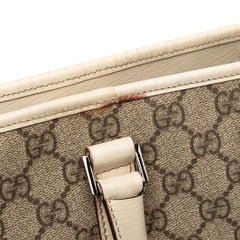 グッチ GGスプリーム トートバッグ ショルダーバッグ 114595 ベージュ ホワイト PVC レザー レディース GUCCI 【中古】