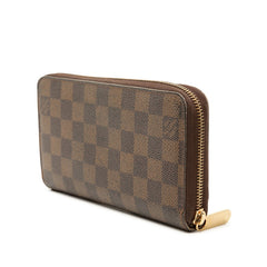 ルイ ヴィトン ダミエ ジッピー ウォレット 旧型 長財布 ラウンドファスナー N60015 ブラウン PVC レディース LOUIS VUITTON 【中古】