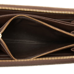 ルイ ヴィトン ダミエ ジッピー ウォレット 旧型 長財布 ラウンドファスナー N60015 ブラウン PVC レディース LOUIS VUITTON 【中古】