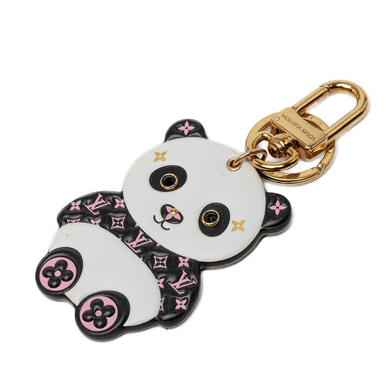 ルイ ヴィトン ポルトクレ LVパンダ キーホルダー チャーム M00993 ホワイト ブラック ピンク レザー PVC レディース LOUIS VUITTON 中古