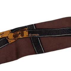 エルメス ツイリー TRES KELLY ケリー ベルト スカーフ ブラウン シルク レディース HERMES 【中古】