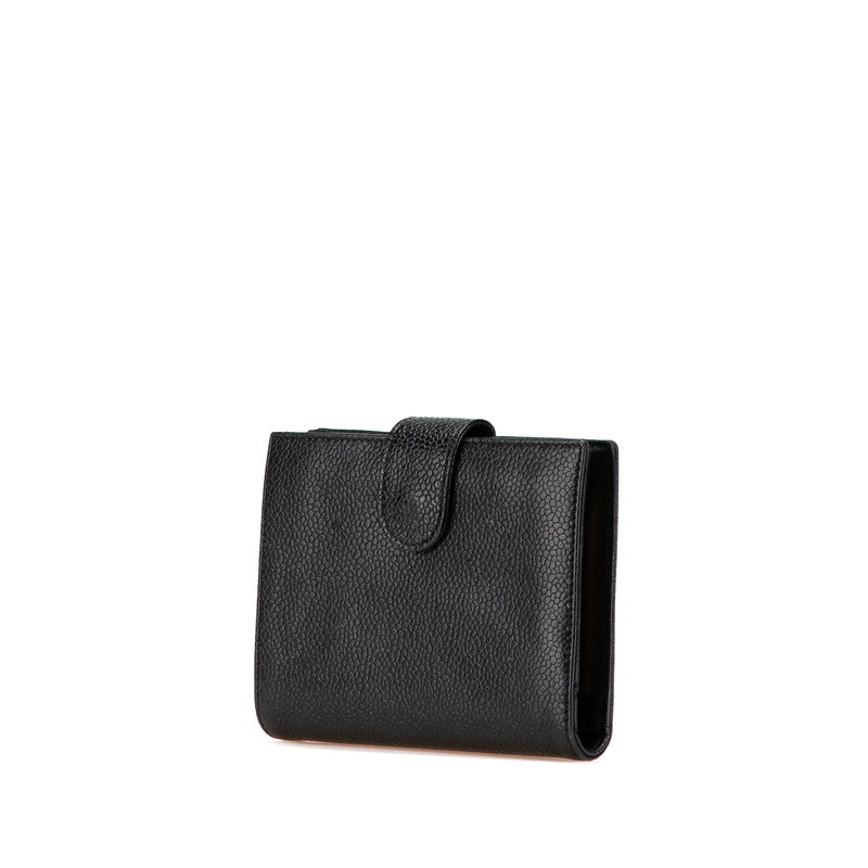 シャネル ココマーク がま口 二つ折り財布 ブラック キャビアスキン レディース CHANEL 【中古】