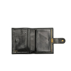 シャネル ココマーク がま口 二つ折り財布 ブラック キャビアスキン レディース CHANEL 【中古】