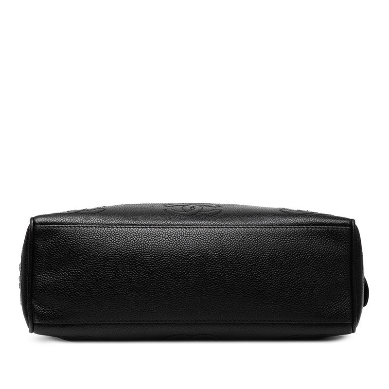 シャネル トリプルココマーク チェーン トートバッグ ブラック キャビアスキン レディース CHANEL 【中古】