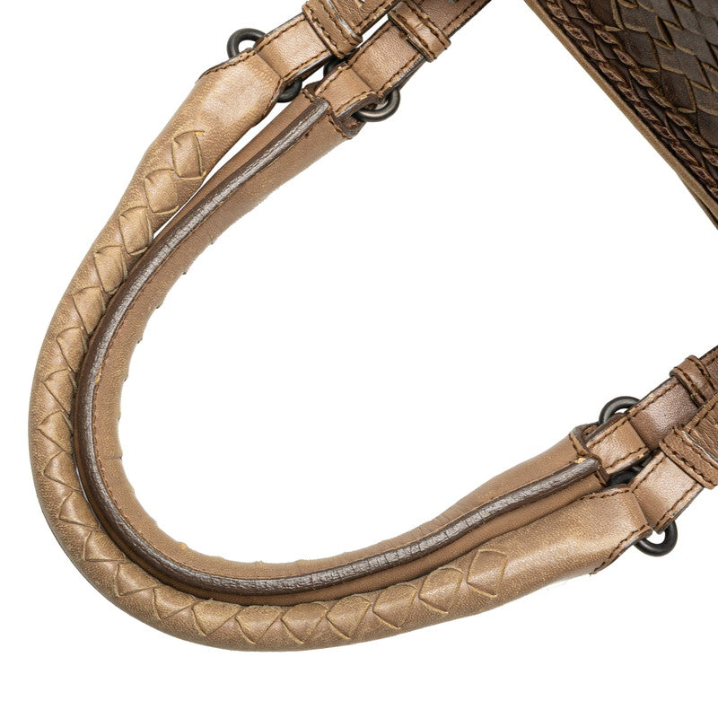 ボッテガヴェネタ イントレチャート ハンドバッグ ベージュ レザー レディース BOTTEGAVENETA 【中古】