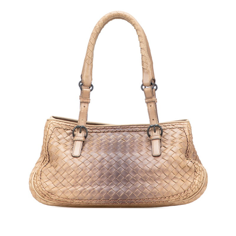 ボッテガヴェネタ イントレチャート ハンドバッグ ベージュ レザー レディース BOTTEGAVENETA 【中古】
