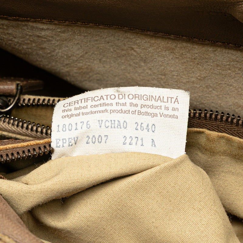 ボッテガヴェネタ イントレチャート ハンドバッグ ベージュ レザー レディース BOTTEGAVENETA 【中古】
