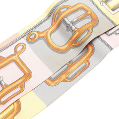 エルメス ツイリー Bouclerie d Attelage アトラージュのバックル スカーフ グレー ブラウン マルチカラー シルク レディース HERMES 【中古】