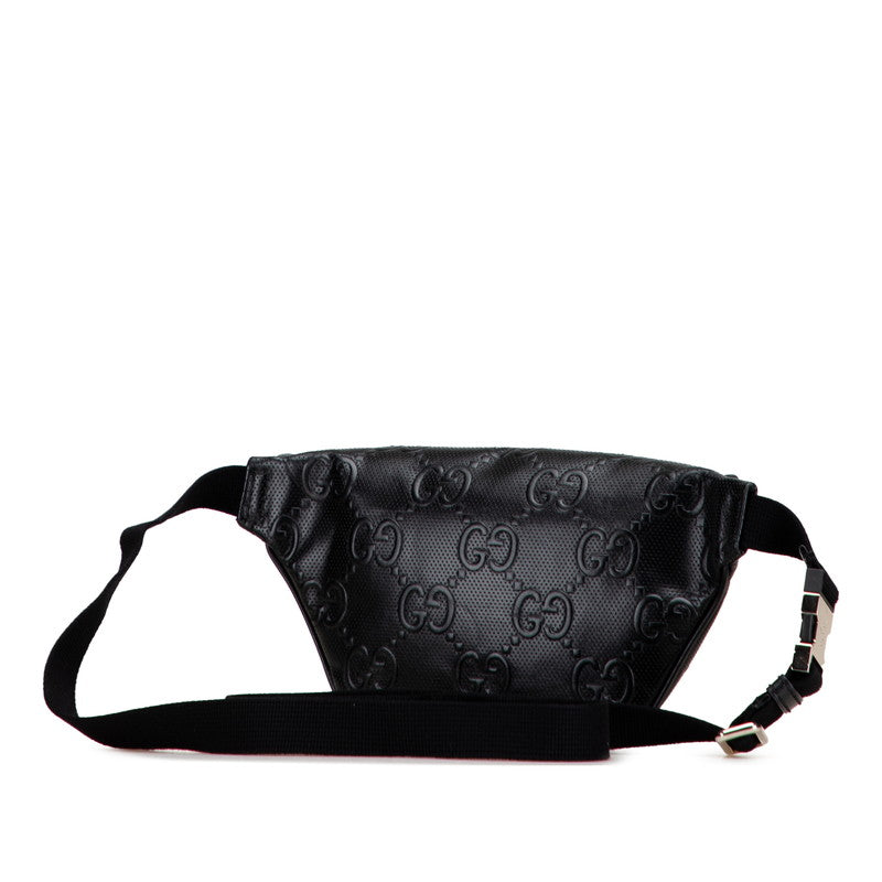 グッチ GGエンボス ウエストバッグ ボディバッグ 658582 ブラック レザー レディース GUCCI 【中古】