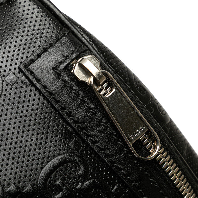 グッチ GGエンボス ウエストバッグ ボディバッグ 658582 ブラック レザー レディース GUCCI 【中古】