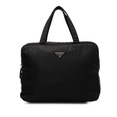 プラダ 三角ロゴプレート ハンドバッグ コスメバッグ ブラック ナイロン レディース PRADA 【中古】