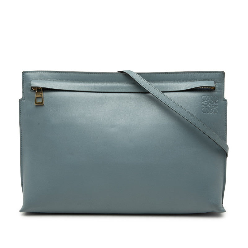 ロエベ アナグラム ショルダーバッグ ライトブルー レザー レディース LOEWE 【中古】
