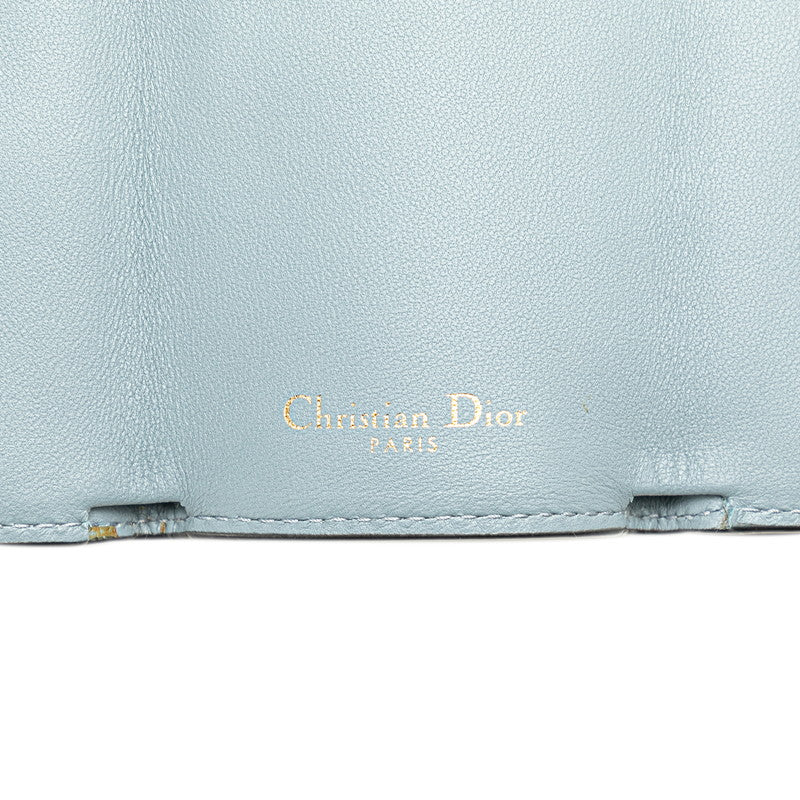 ディオール サドル ロータス コンパクトウォレット 三つ折り財布 S5653CBAA グレー レザー レディース Dior 【中古】