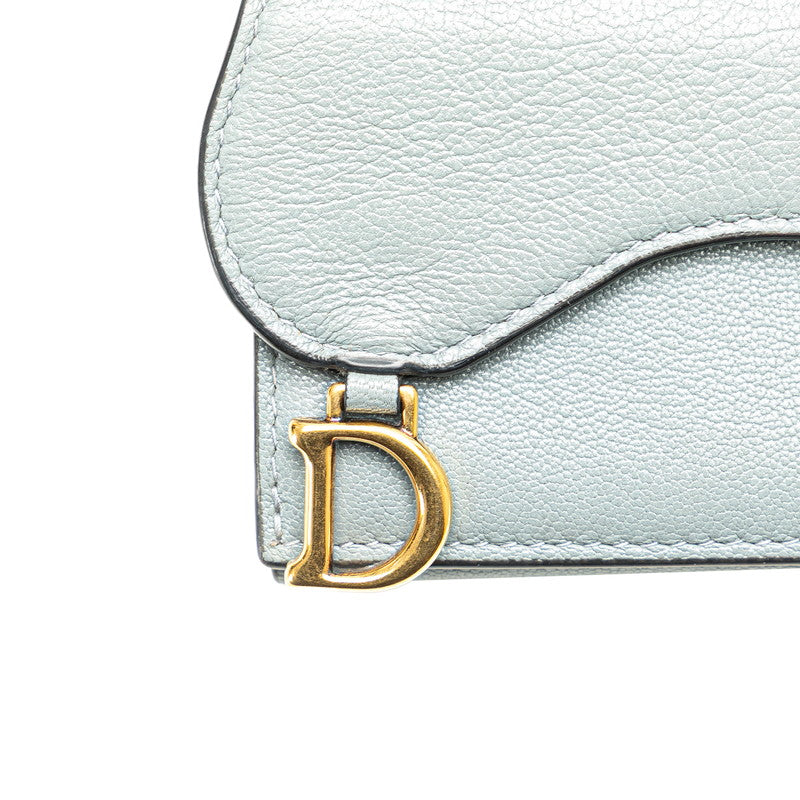 ディオール サドル ロータス コンパクトウォレット 三つ折り財布 S5653CBAA グレー レザー レディース Dior 【中古】